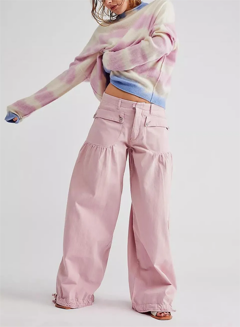 Lotus Tube Jeans, Freelady Lotus Jeans, Lotus Tube Jeans Ruffle, Womens Loose Fitting Mid High Waist Jeans