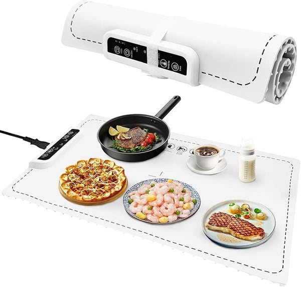 Portable  and Rollable Warming Mat for Food,Electric Warming Tray Full Surface Heating,Food Warmer with Adjustable Temperature, Food Warmers for Parties|Buffets|Gatherings,Auto Shut-Off,Everyday Use