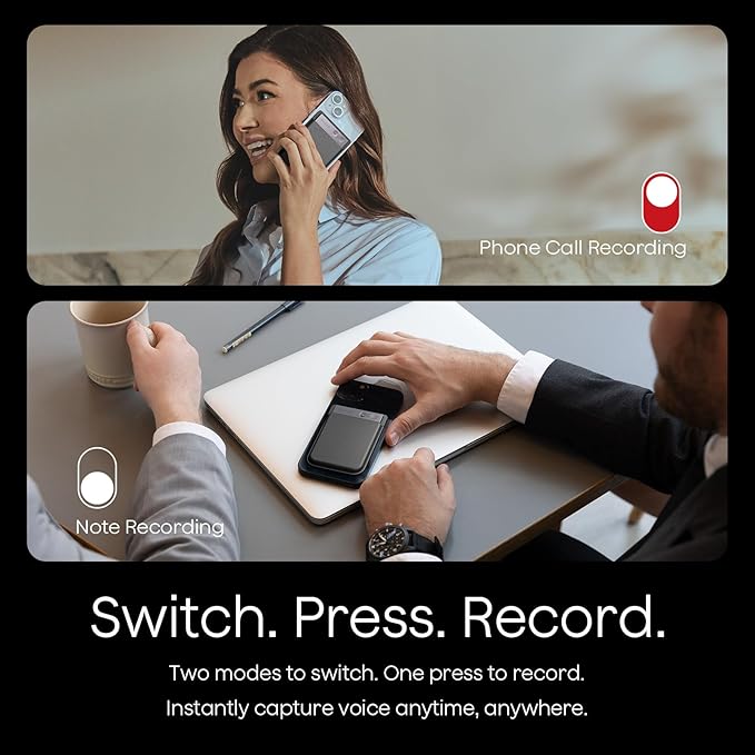 AI Voice Recorder Device/Dictaphone w/Case App Control AI Transcribe & Summarize Support 112 Languages 64GB Digital Audio Recorder for Lectures Meetings Calls