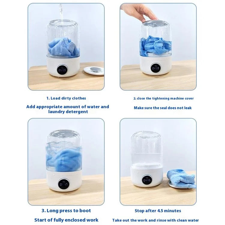 Portable Mini Washing Machine for Travel Underwear Socks Cordless Cleaner