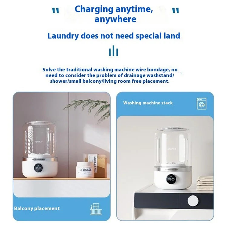 Portable Mini Washing Machine for Travel Underwear Socks Cordless Cleaner