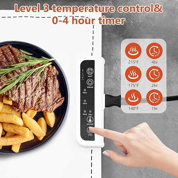 Portable  and Rollable Warming Mat for Food,Electric Warming Tray Full Surface Heating,Food Warmer with Adjustable Temperature, Food Warmers for Parties|Buffets|Gatherings,Auto Shut-Off,Everyday Use