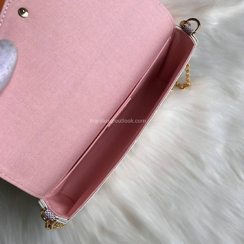 Louis Vuitton  Damier Azur Pochette Felicie Chain Wallet Rose Ballerine