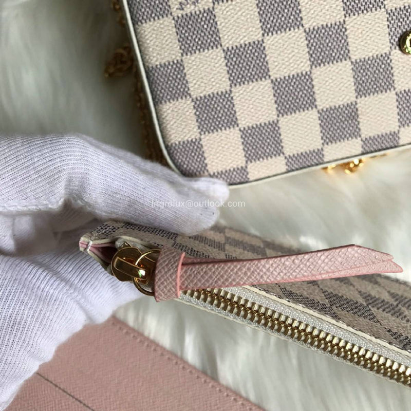 Louis Vuitton  Damier Azur Pochette Felicie Chain Wallet Rose Ballerine
