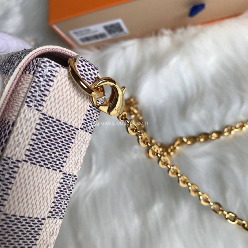 Louis Vuitton  Damier Azur Pochette Felicie Chain Wallet Rose Ballerine