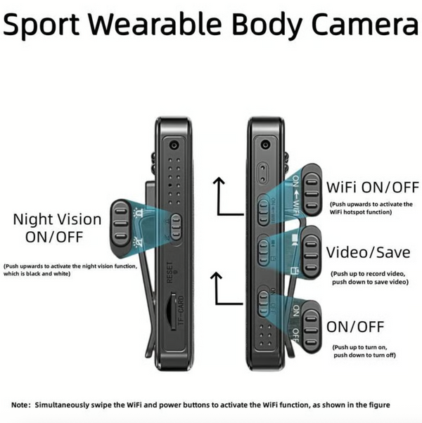 🔥🔥 Wearable Body Cam with Night-Vision & 180° Rotation Lens Vlogging Camera