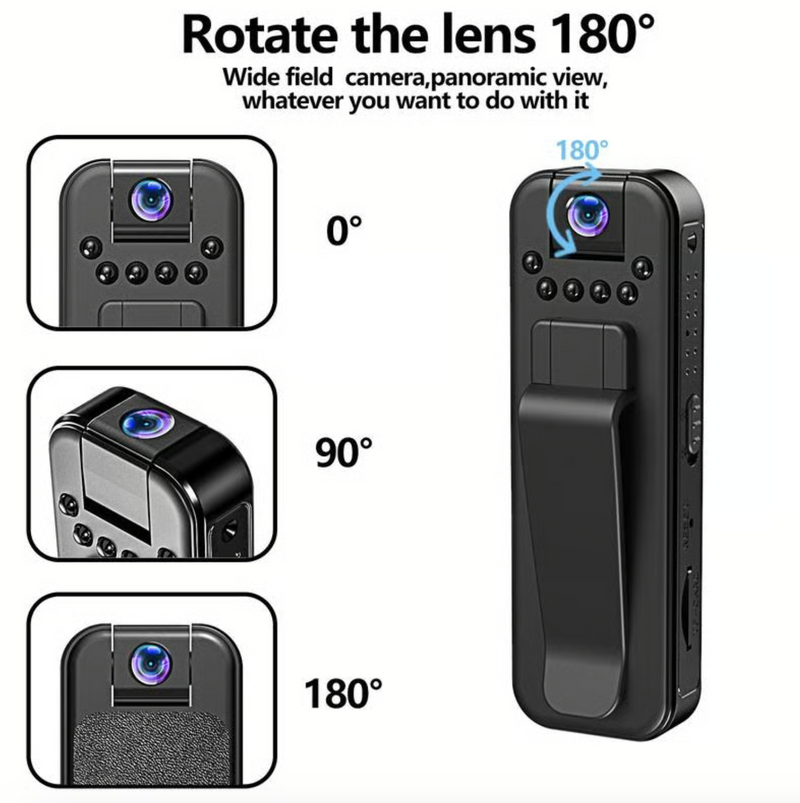 🔥🔥 Wearable Body Cam with Night-Vision & 180° Rotation Lens Vlogging Camera
