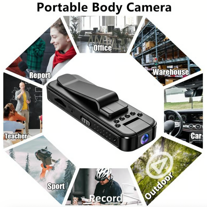 🔥🔥 Wearable Body Cam with Night-Vision & 180° Rotation Lens Vlogging Camera