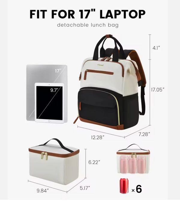 Laptop Bag with Insulated Cooler Lunch Box Women Work Lunch Cooler Backpack for Camping Picnic Daily Use