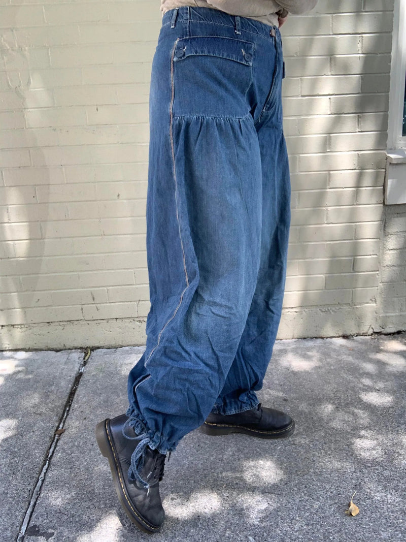 Lotus Tube Jeans, Freelady Lotus Jeans, Lotus Tube Jeans Ruffle, Womens Loose Fitting Mid High Waist Jeans