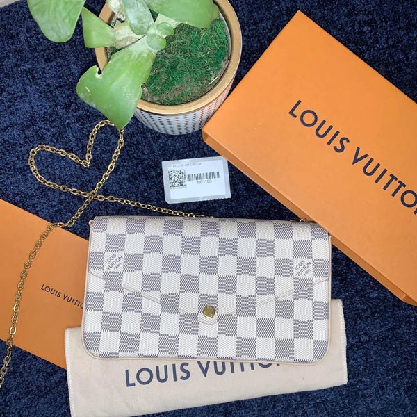 Louis Vuitton  Damier Azur Pochette Felicie Chain Wallet Rose Ballerine